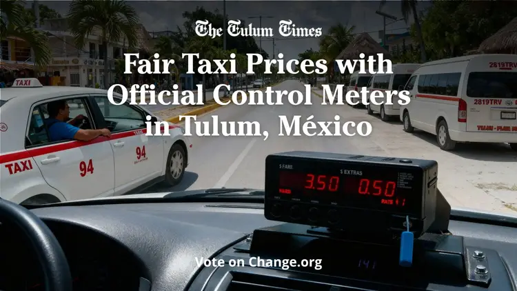 A taxi meter displays a fare while numbered white taxis wait in a palm-lined street A taxi meter displays a fare while numbered white taxis wait in a palm-lined street